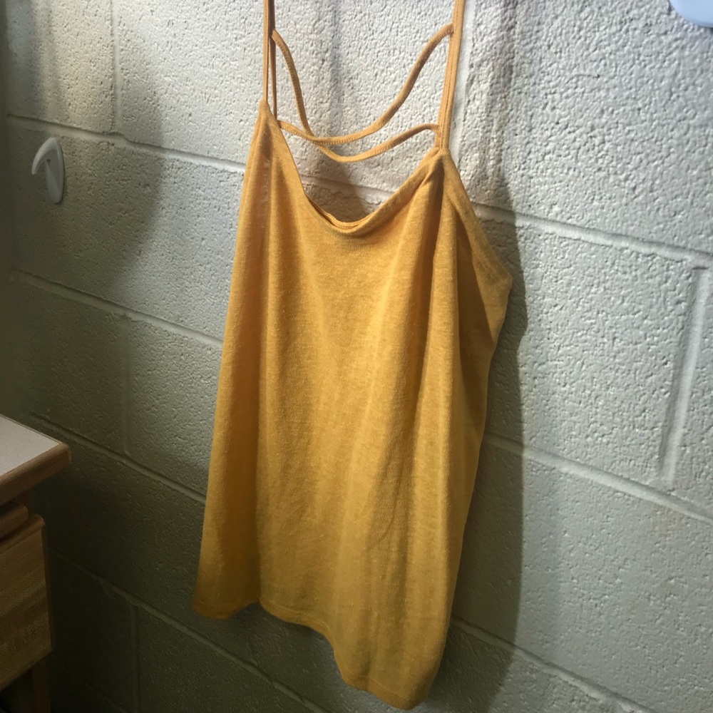 Mustard colored tank with straps